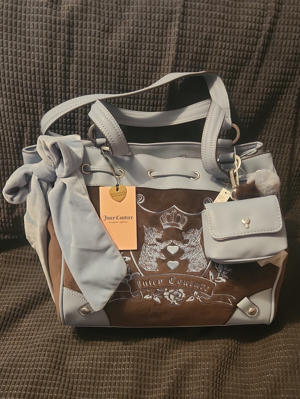 NWT Juicy Couture New Love Chapter  Daydreamer Tote Purse Bag! (Blue/Brown)